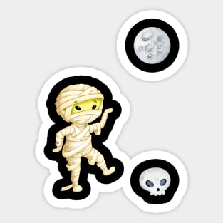 Halloween Mummy Skull Sticker